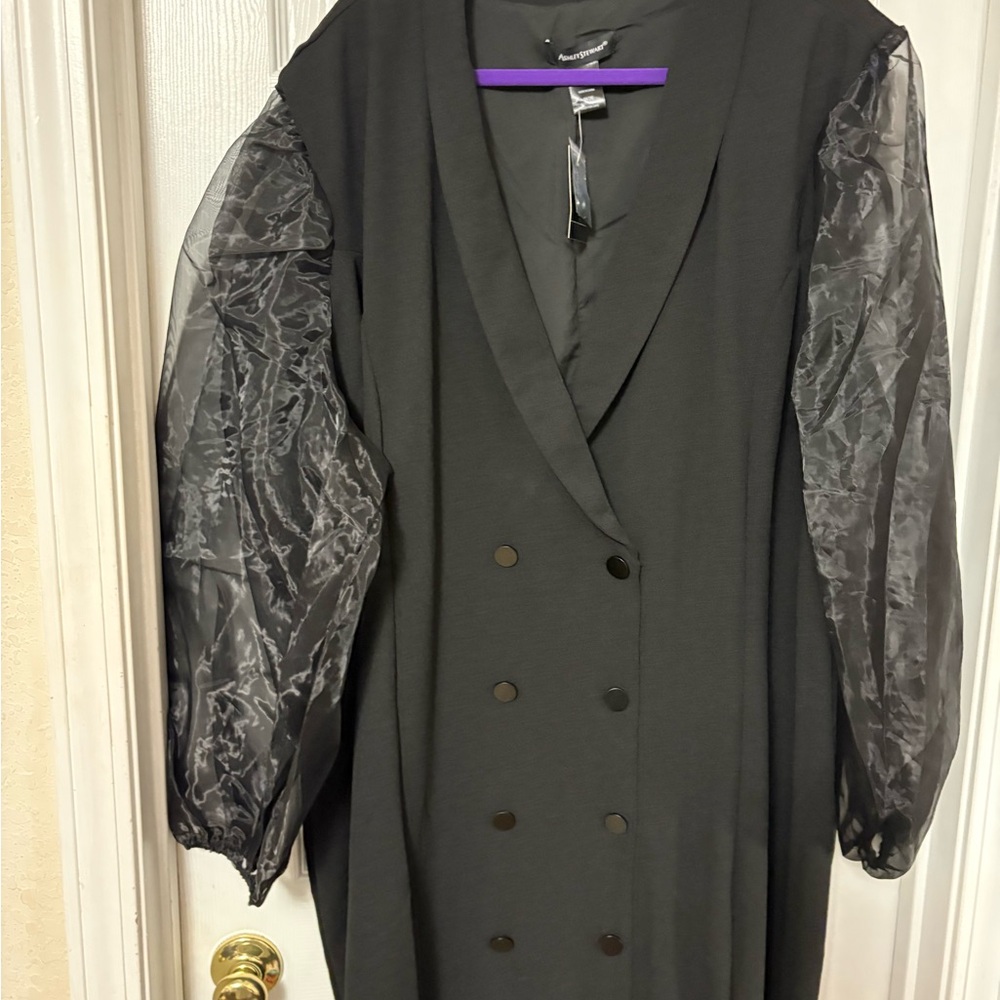 Size 30/32 black dress with chiffon satin sleeves